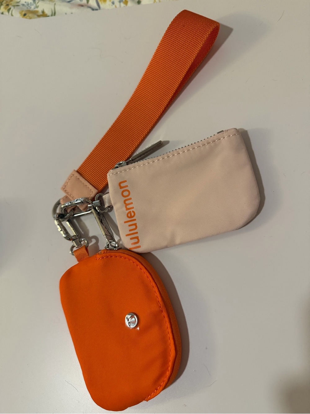 lululemon athletica Orange and Light Pink Mini Wristlet Duo